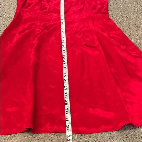 JESSICA MCCLINTOCK GUNNE SAX Vintage 90s Red Satin Rhinestone Mini Dress - Picture 15 of 15